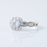 Twisted 1 Ct Round Cut Lab Grown Halo Infinity Shank Engagement Ring