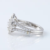 Split Shank 1 Ct Oval Cut Moissanite Double Halo Engagement Ring