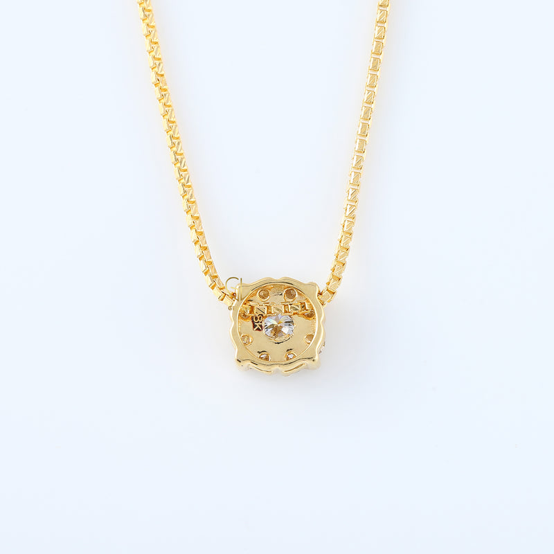 Round Cut Moissanite Floral Cluster Halo Pendant Necklace