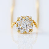 Round Cut Moissanite Floral Cluster Halo Pendant Necklace