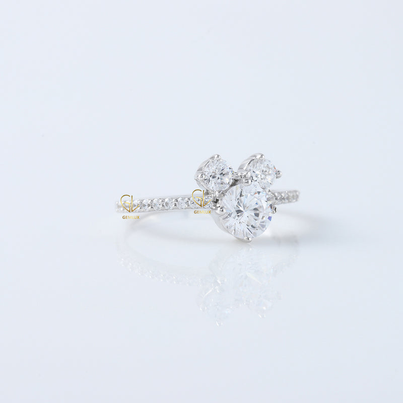 Fairy Tale Three Stone Lab Grown Diamond Mickey Mouse Ring