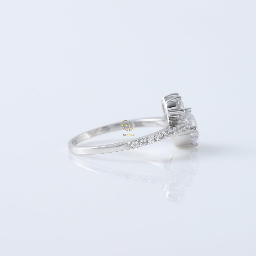 Round Moissanite Accent Three Stone Ring - Mickey Mouse Style