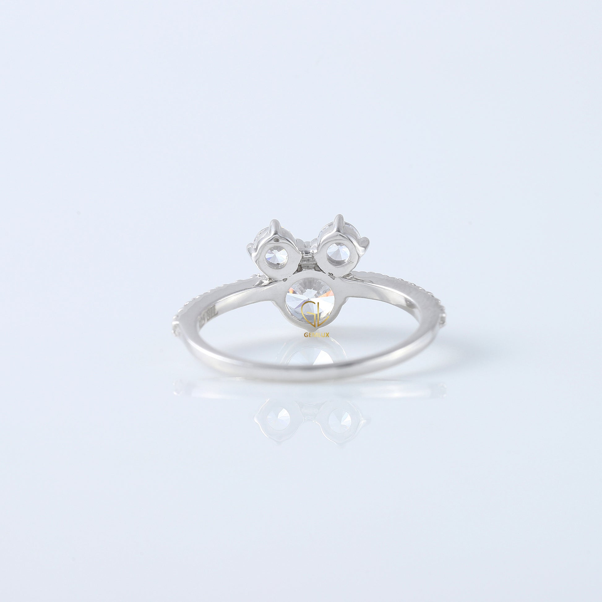 Minimalist Mouse Three Stone Mouse Ears Fairy Tale Engagement Ring