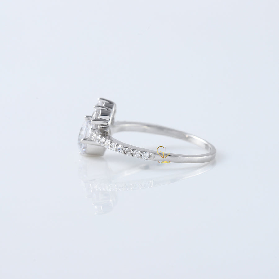 Round Moissanite Accent Three Stone Ring - Mickey Mouse Style