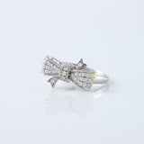 Vintage Bow Style Round Cut Moissanite Diamond Engagement Ring