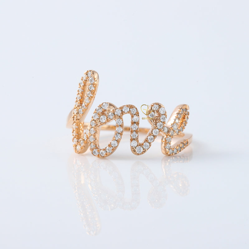 Round Moissanite Rose Gold Love Ring