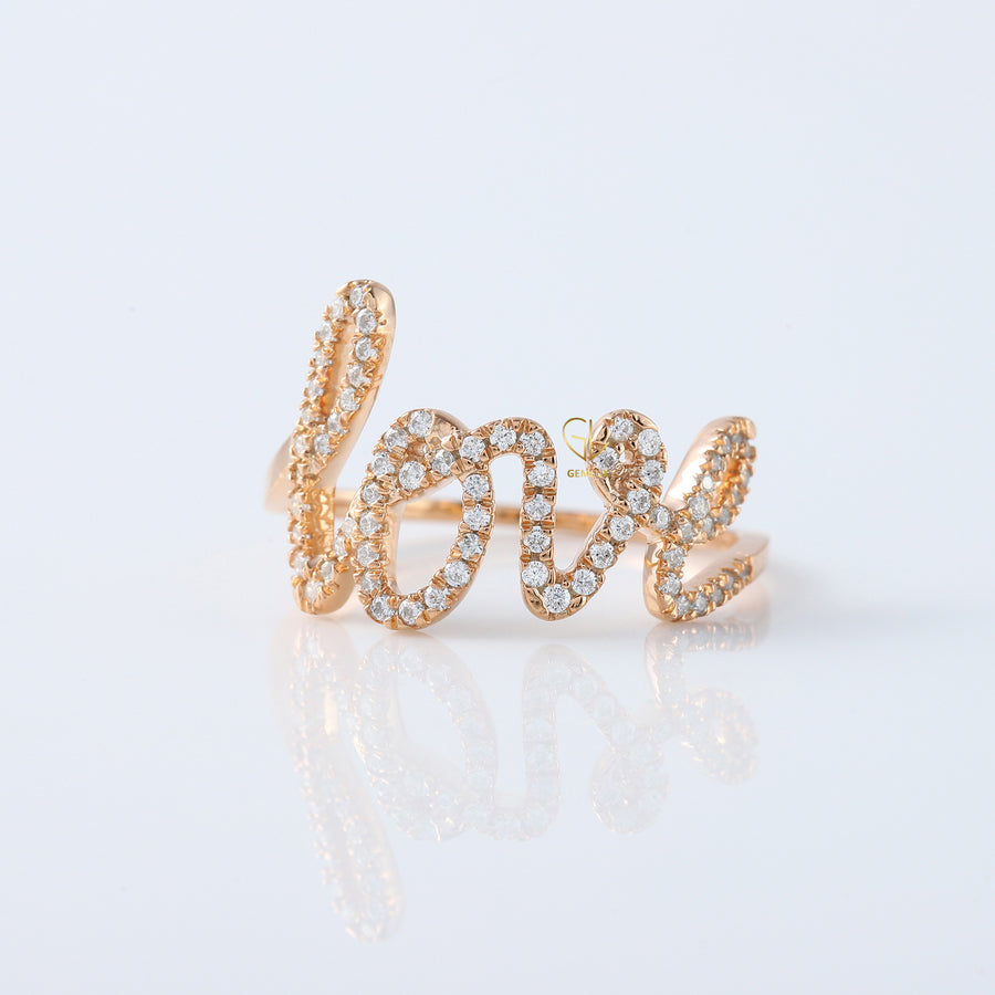Round Moissanite Rose Gold Love Ring