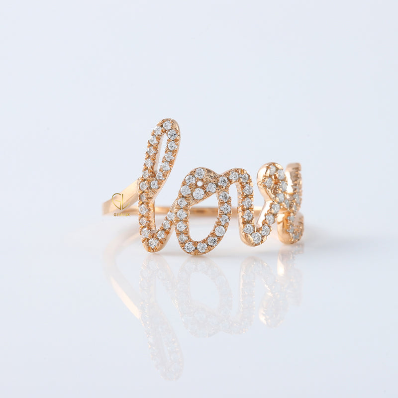Round Moissanite Rose Gold Love Ring