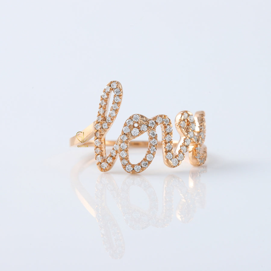 Round Moissanite Rose Gold Love Ring