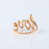 Trendy Cursive Love Letter Moissanite Diamond Proposal Ring For Her 