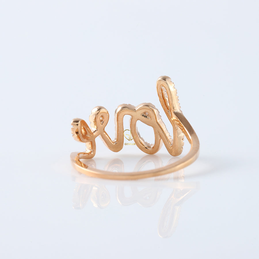Round Moissanite Rose Gold Love Ring