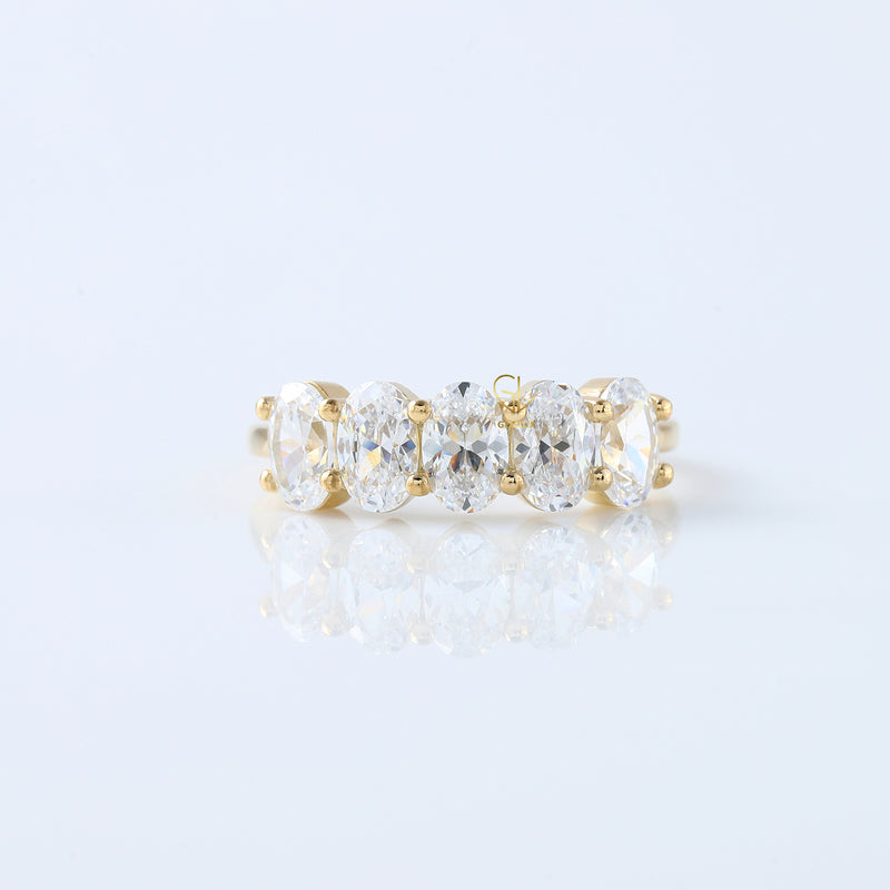 Oval Cut Moissanite Diamond Half Eternity Wedding Band