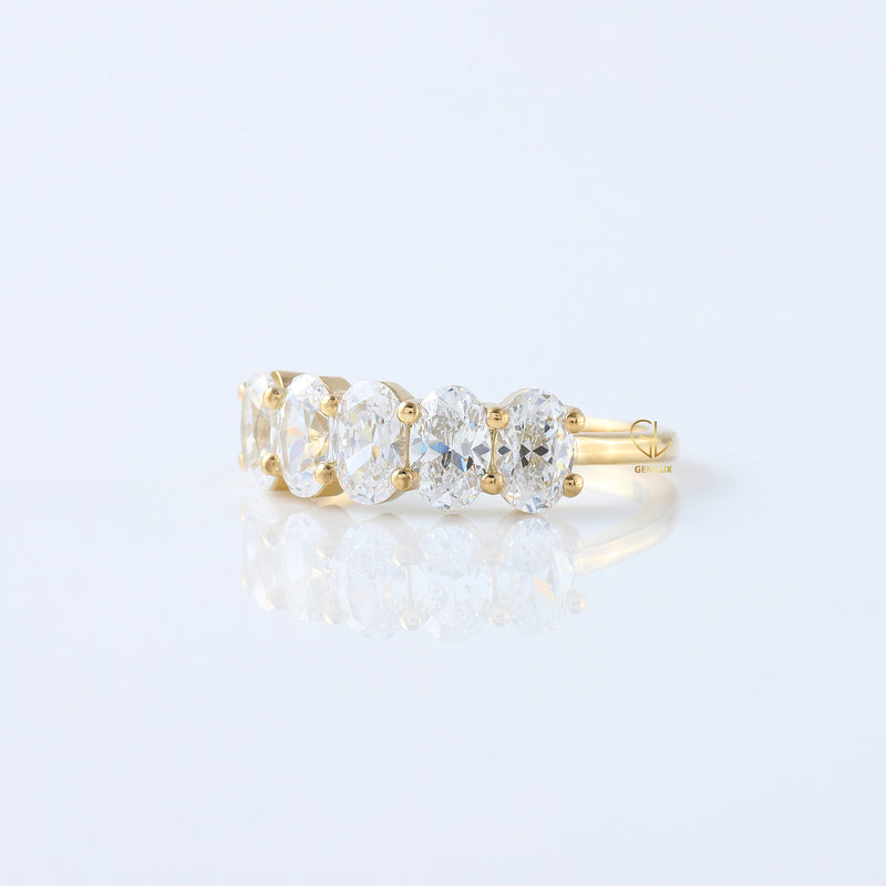 Oval Cut Moissanite Diamond Half Eternity Wedding Band