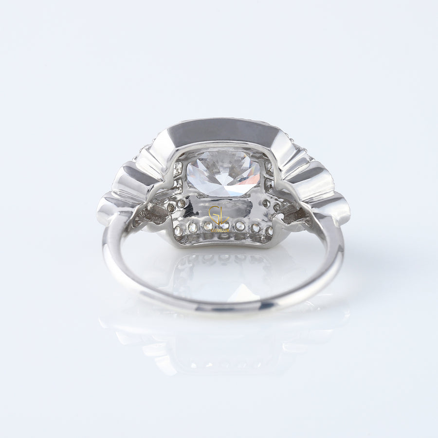 Vintage Art Deco Round Moissanite Diamond Antique Ring