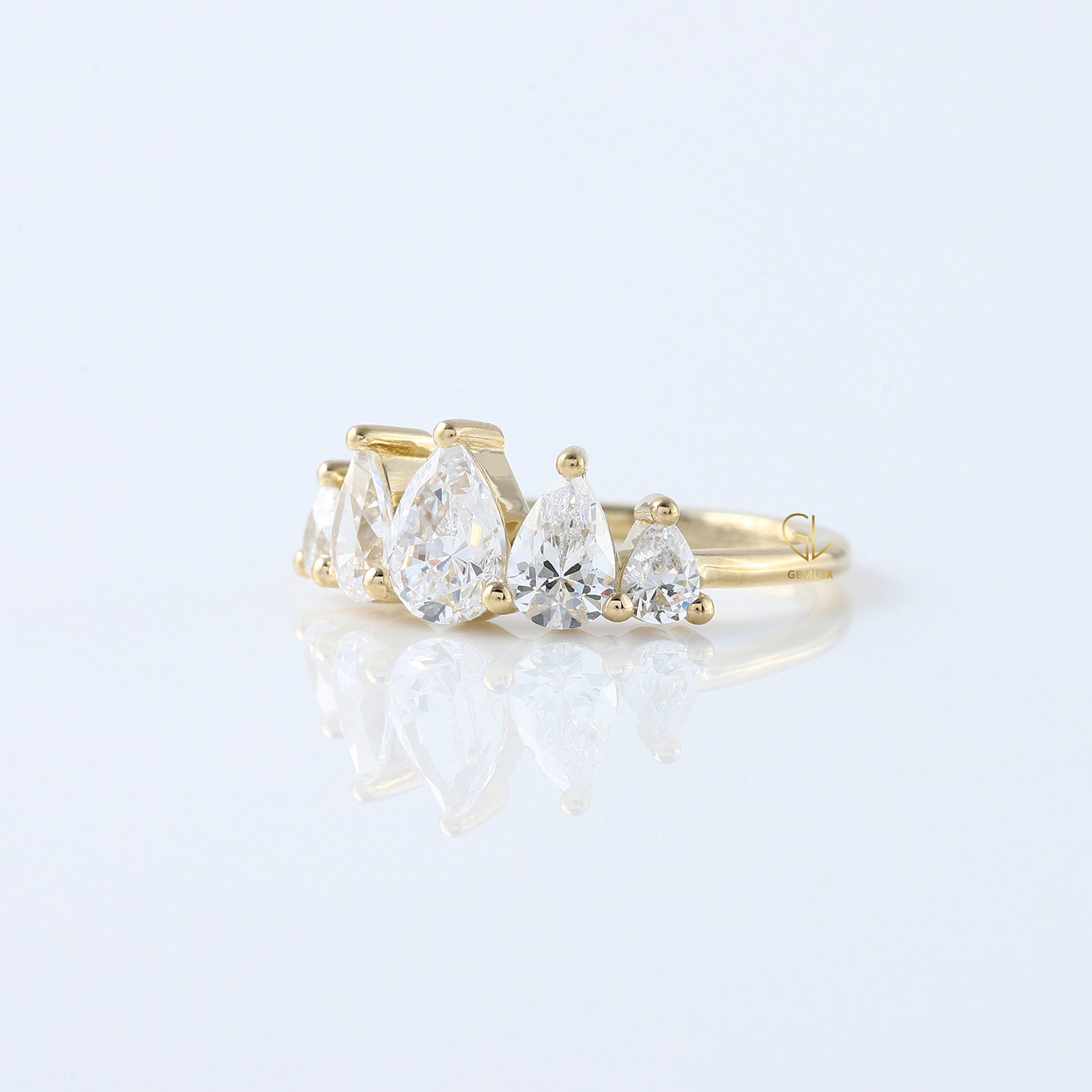 Pear Cut Moissanite Diamond Engagement Ring