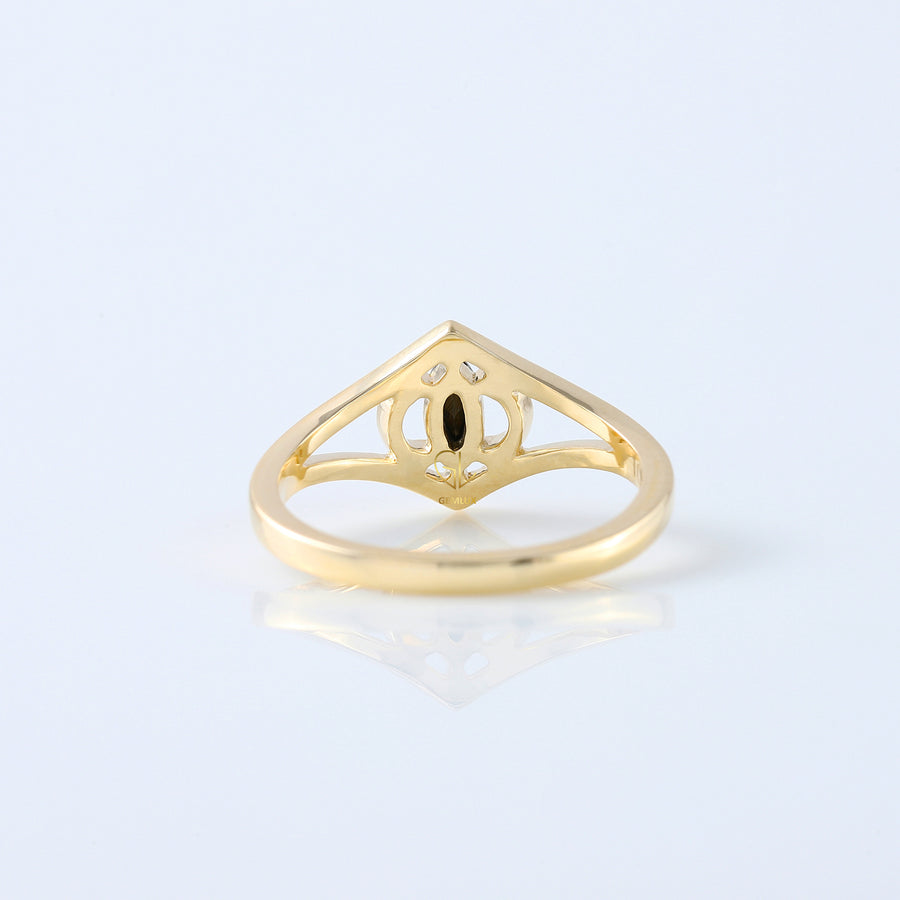 Marquise Cut Black Moissanite Split Shank Art Deco Ring