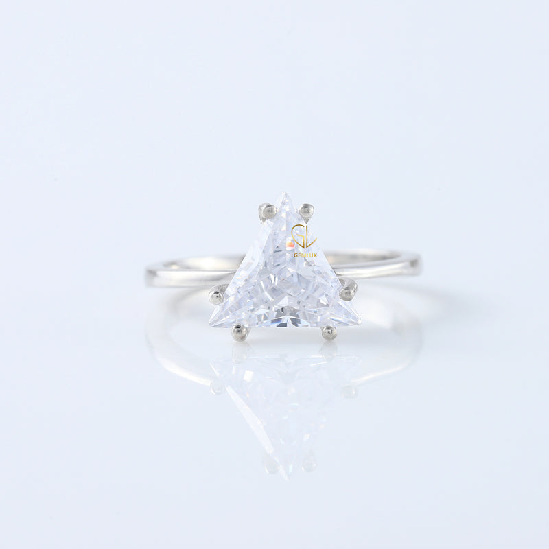 4 Carat Trillion Cut Moissanite Solitaire Ring