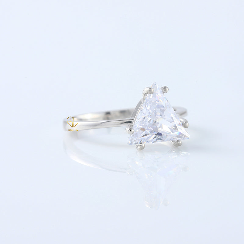 4 Carat Trillion Cut Moissanite Solitaire Ring