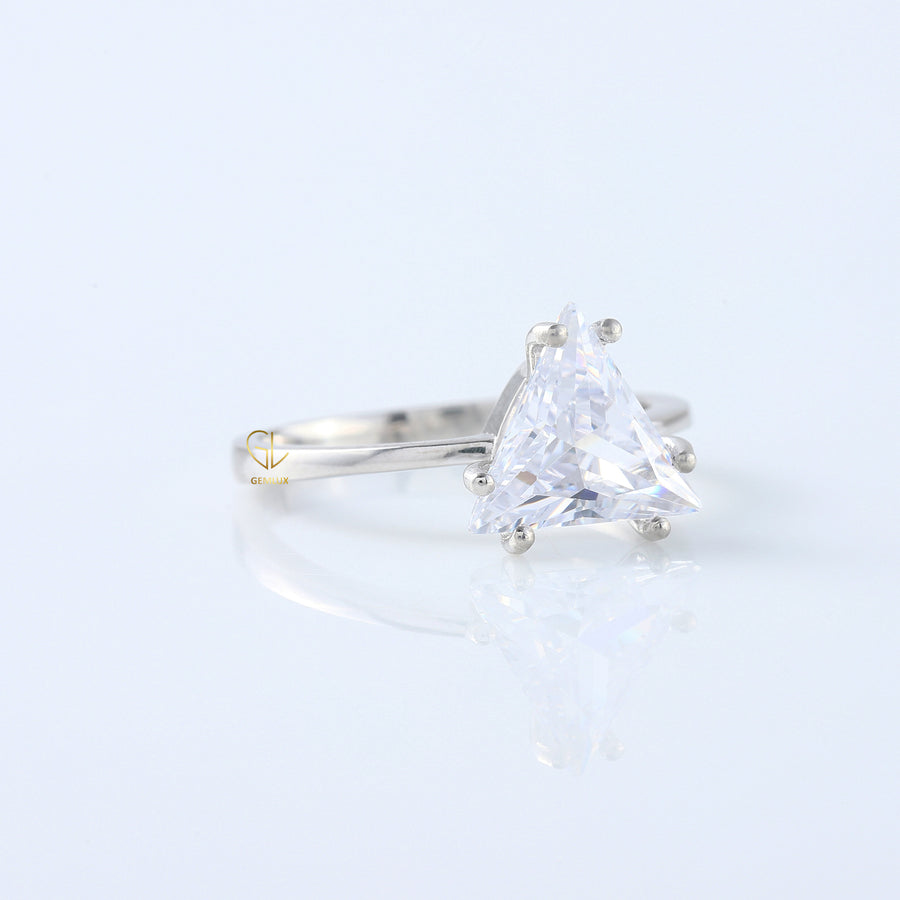 4 Carat Trillion Cut Moissanite Solitaire Ring