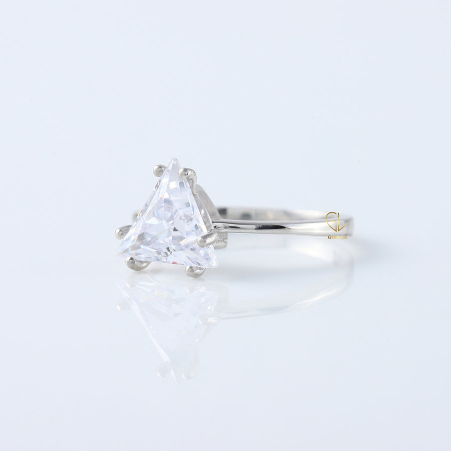 4 Carat Trillion Cut Moissanite Solitaire Ring