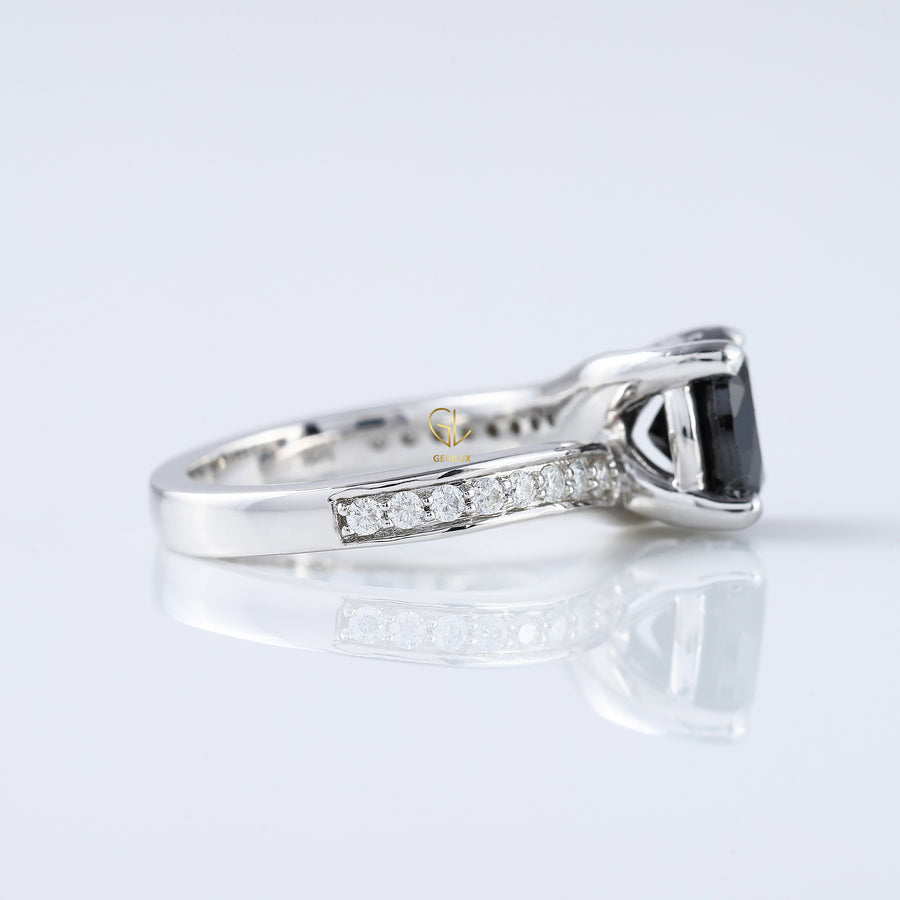 2 Carat Round Black Moissanite Bypass Ring