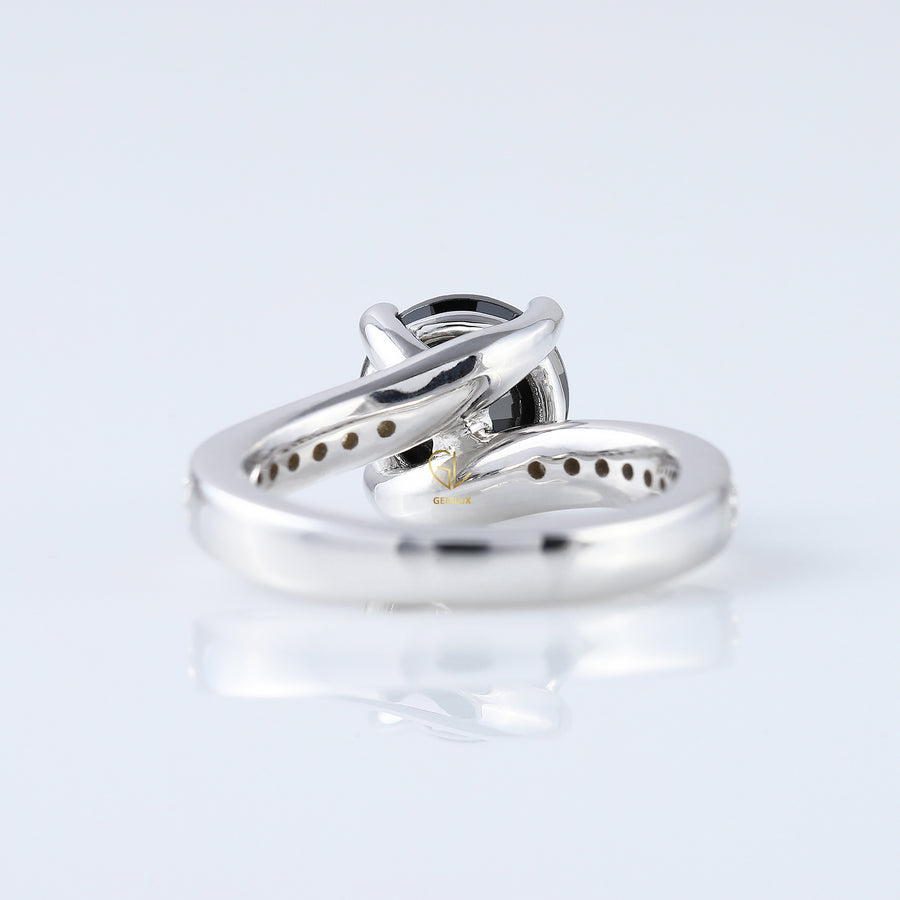 2 Carat Round Black Moissanite Bypass Ring