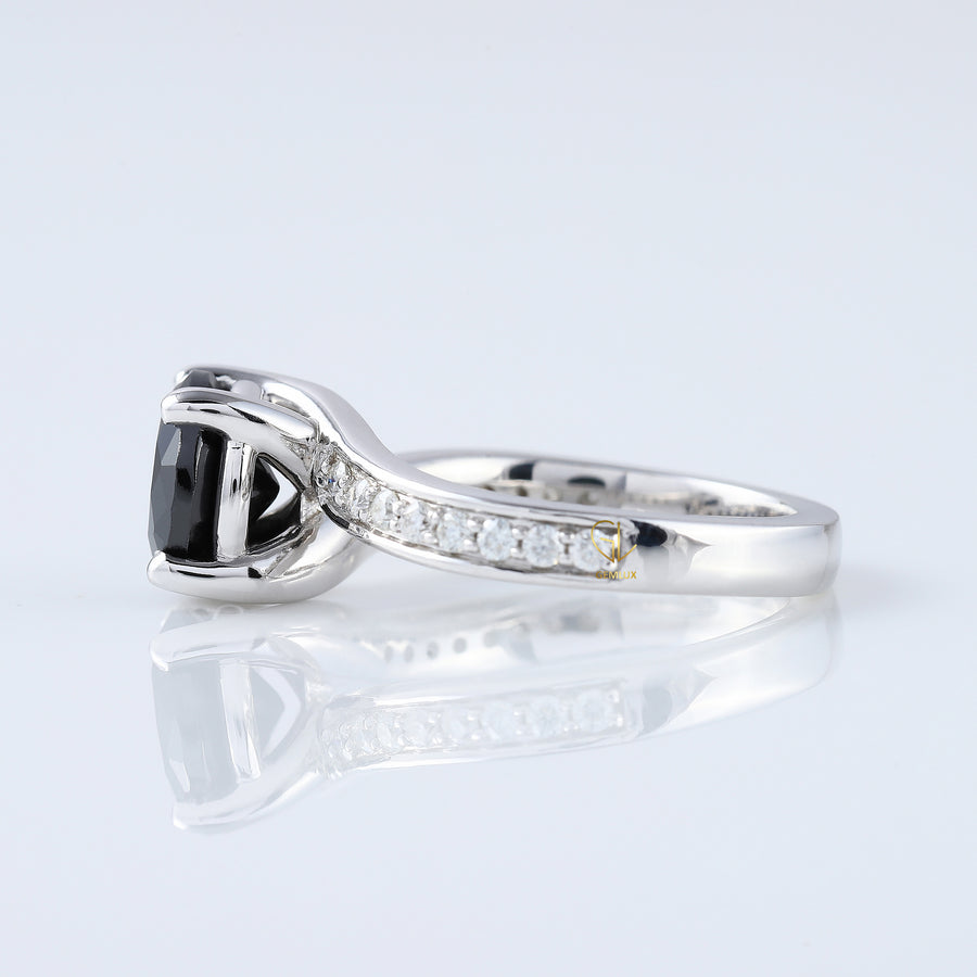 2 Carat Round Black Moissanite Bypass Ring
