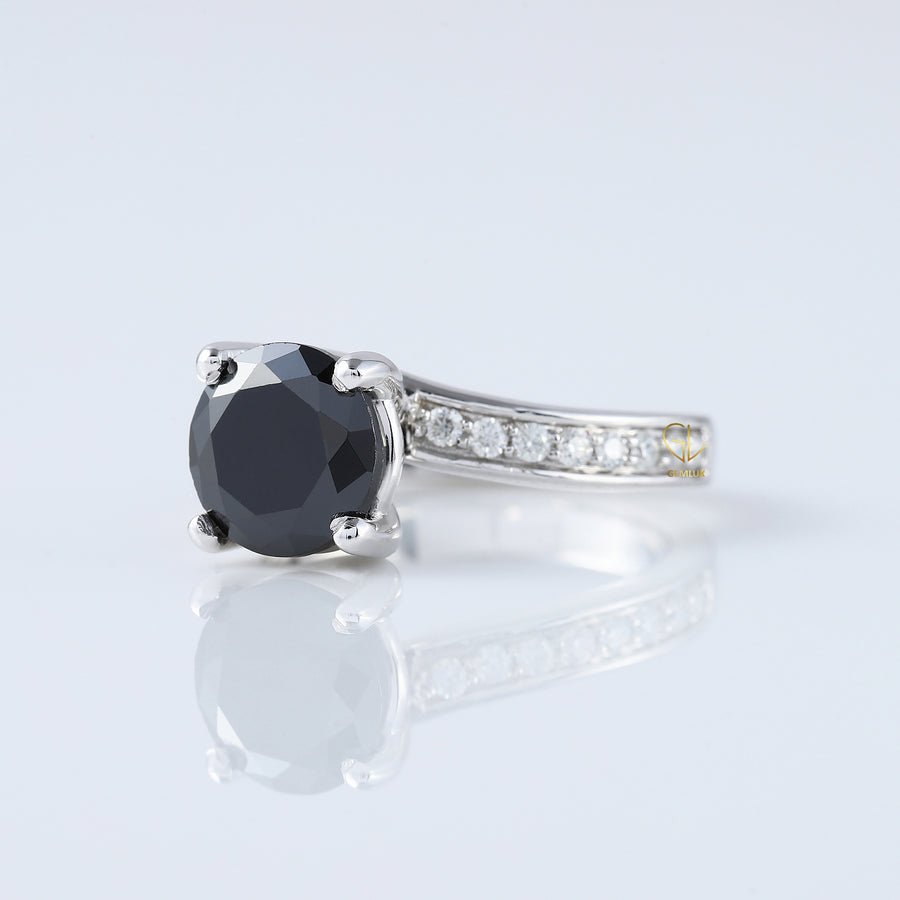 2 Carat Round Black Moissanite Bypass Ring