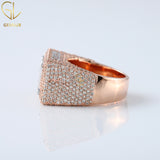 Iced Out VVS Moissanite Men's Ring, Customized Letter Name Hip Hop Moissanite Ring, 14K Solid Gold Ring