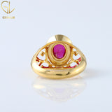 Colleage Class Graduation Ring, Pink Ruby Diamond Bezel Set Ring, Custom Filigree Graduation Ring