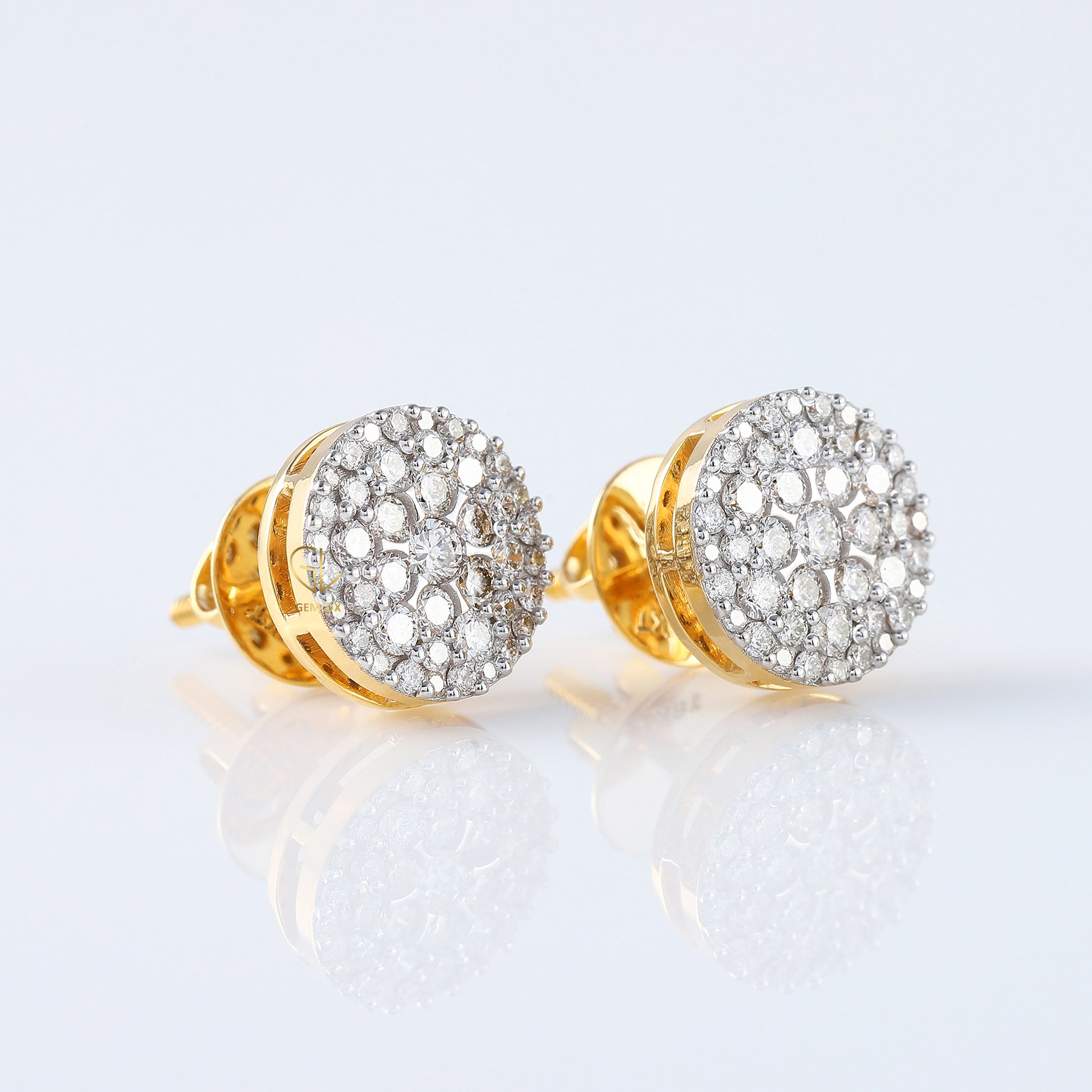 Disc Cluster Round Moissanite Screw Back Stud Earrings