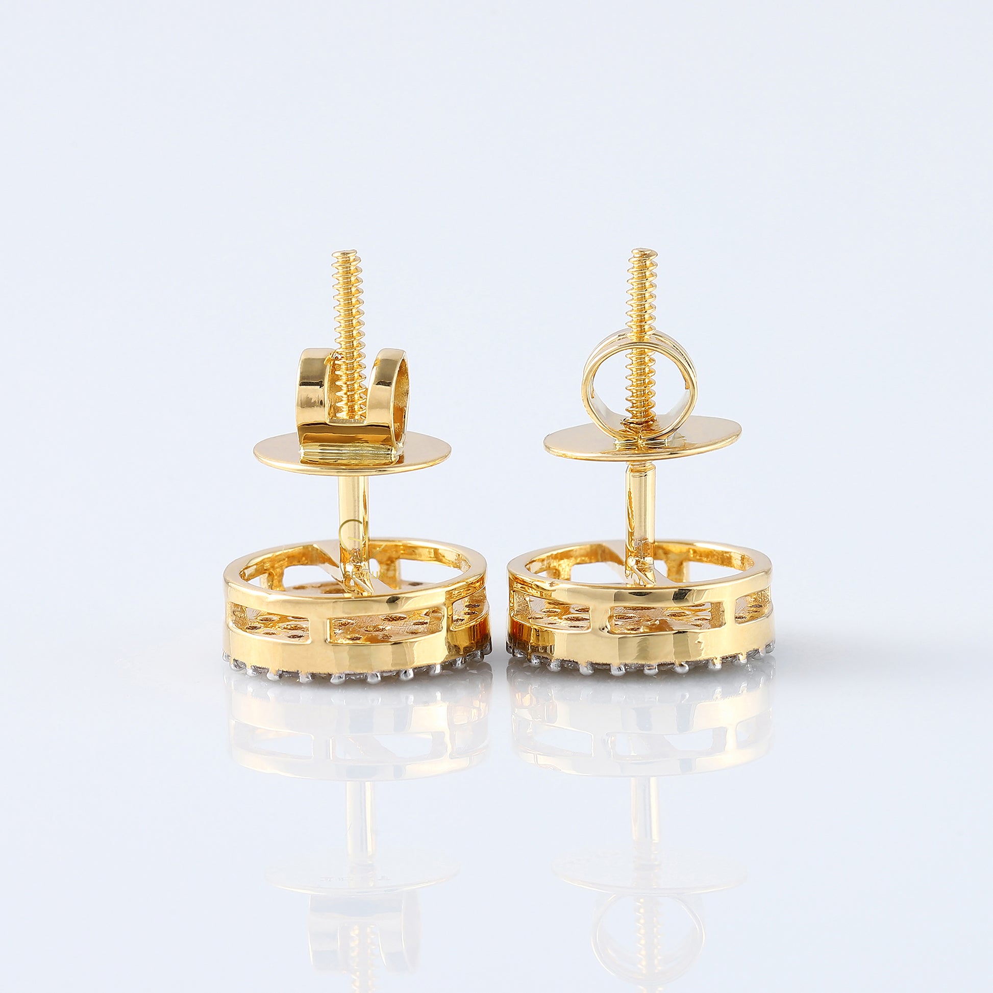Disc Cluster Round Moissanite Screw Back Stud Earrings