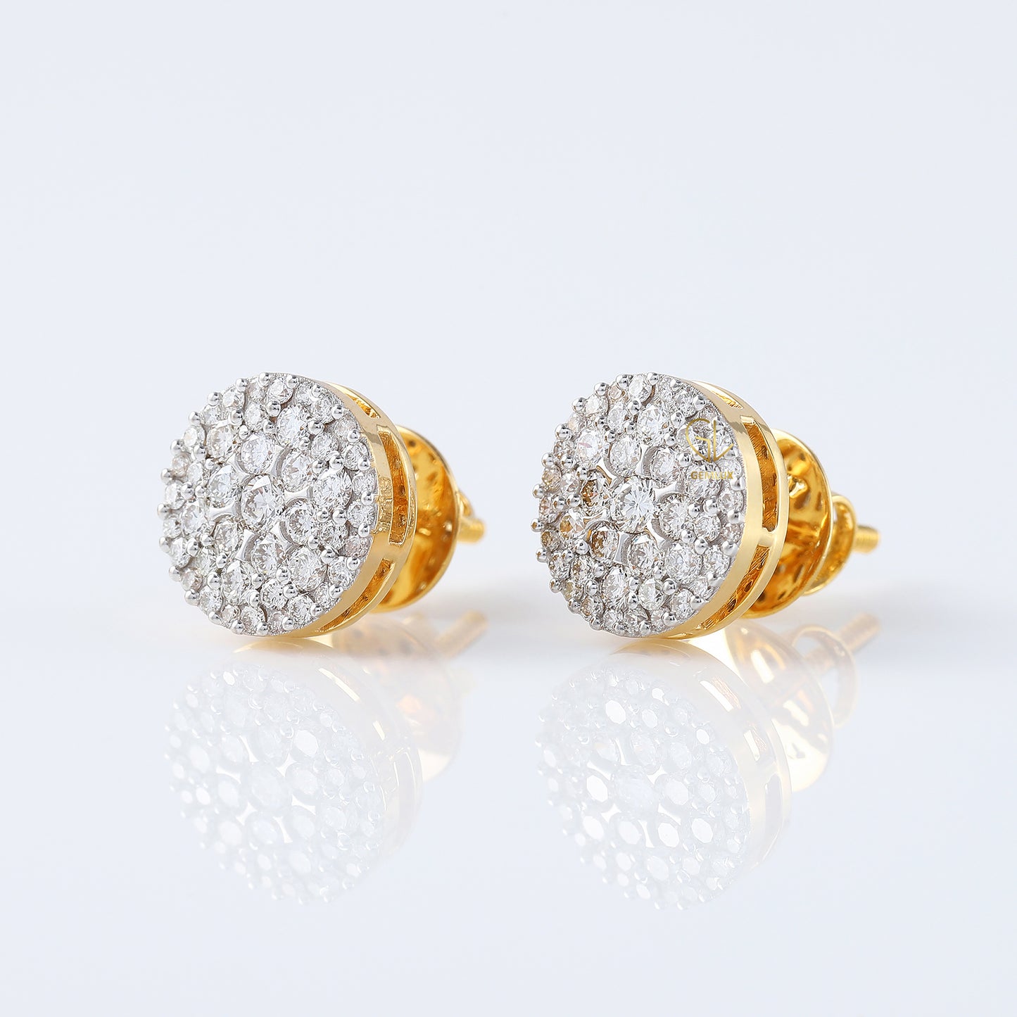 Disc Cluster Round Moissanite Screw Back Stud Earrings
