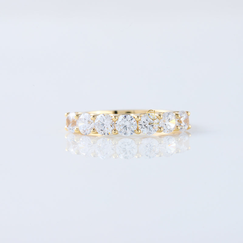Seven Stone Round Cut Moissanite Diamond Eternity Wedding Band