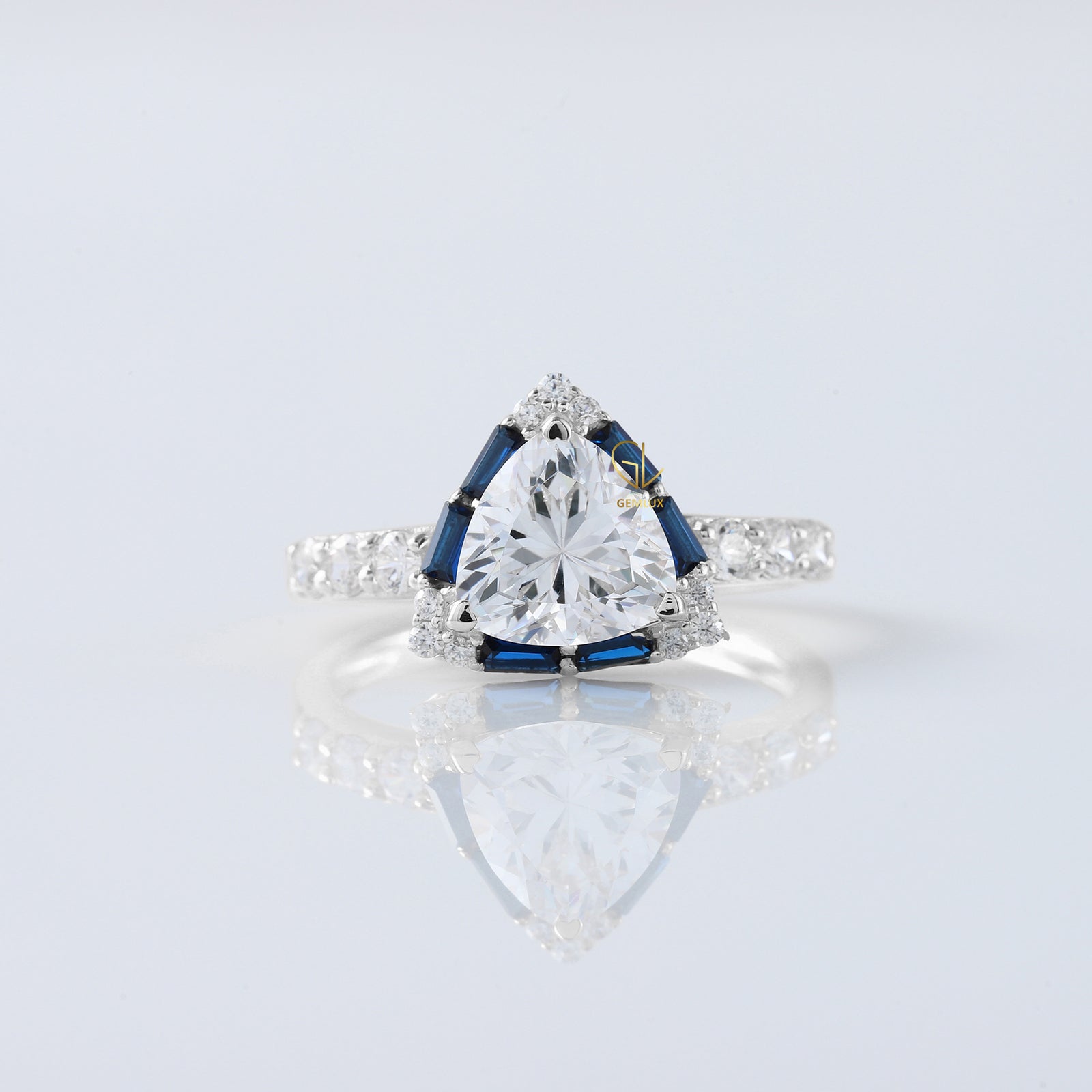 Trillion Cut Lab Grown Diamond Halo Ring