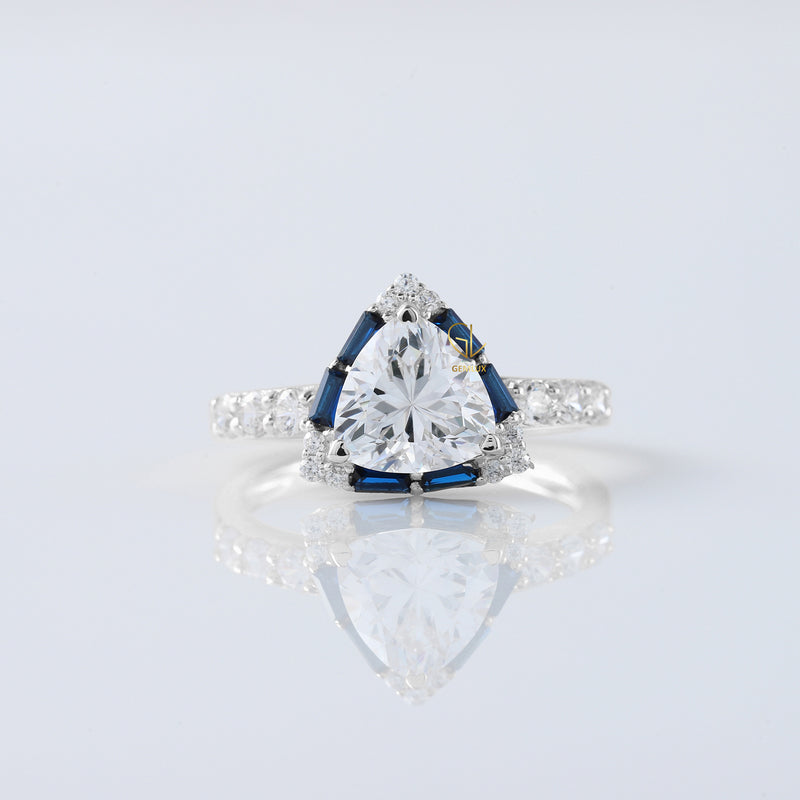 Trillion Cut Lab Grown Diamond Halo Ring