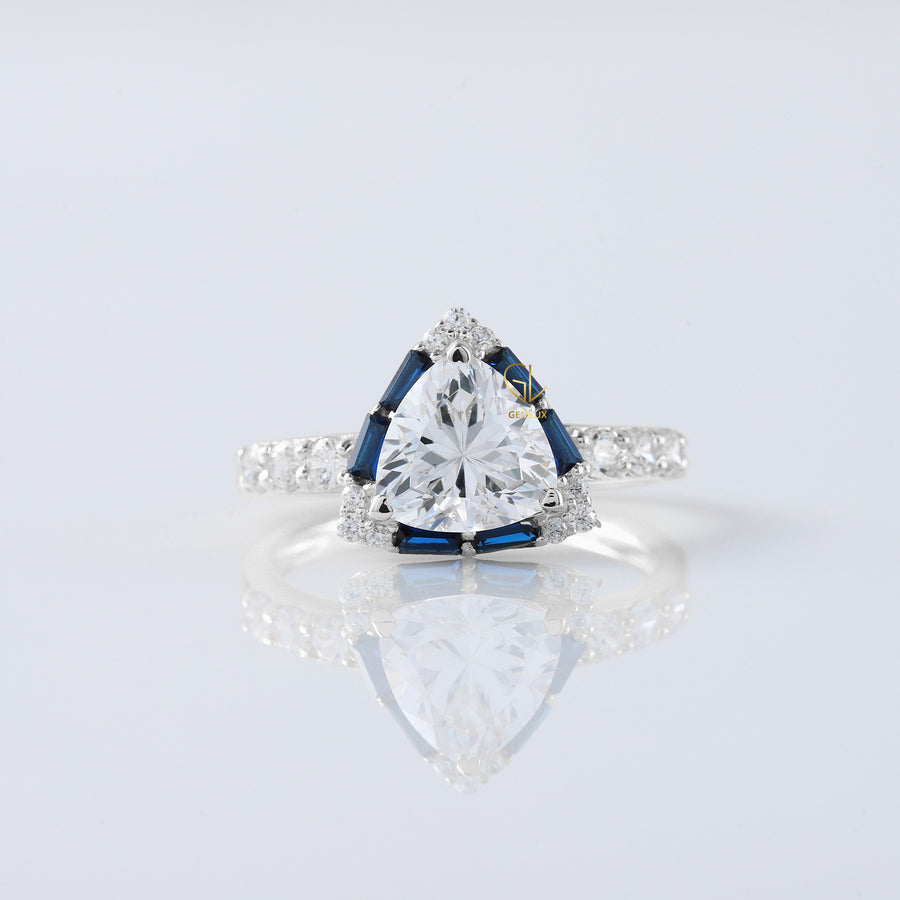 Trillion Cut Lab Grown Diamond Halo Ring