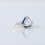 Trillion Cut Moissanite Diamond Halo Engagement Ring
