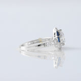 Trillion Cut Moissanite Diamond Halo Engagement Ring