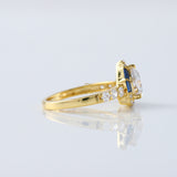Trillion Cut Moissanite Diamond Halo Engagement Ring