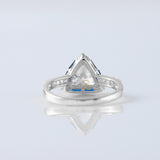 Trillion Cut Moissanite Diamond Halo Engagement Ring