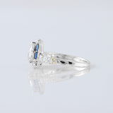 Trillion Cut Moissanite Diamond Halo Engagement Ring