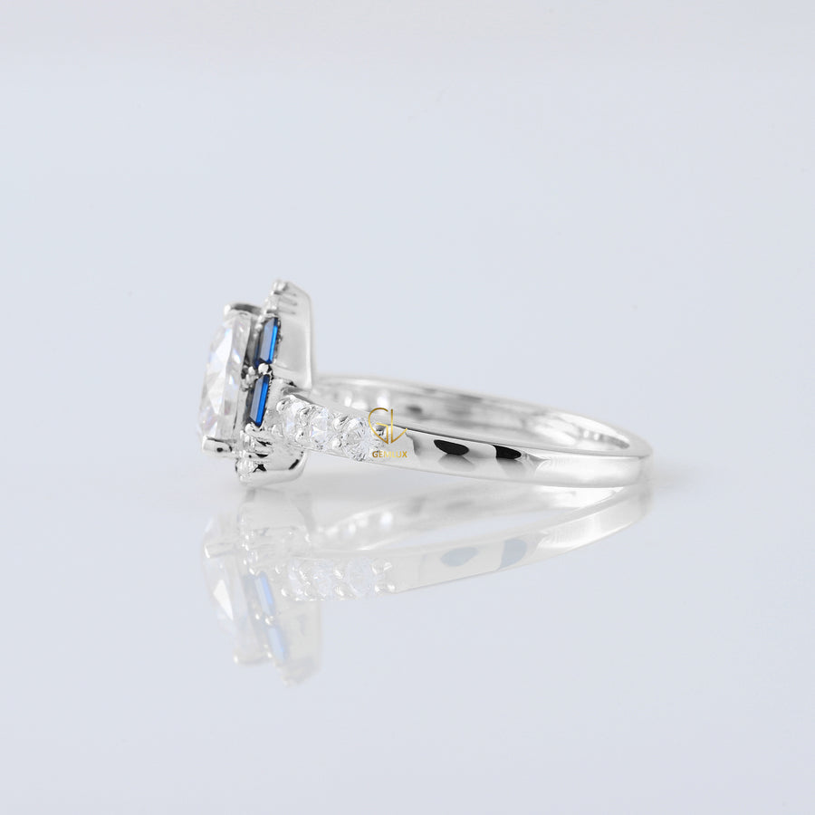 Trillion Cut Lab Grown Diamond Halo Ring