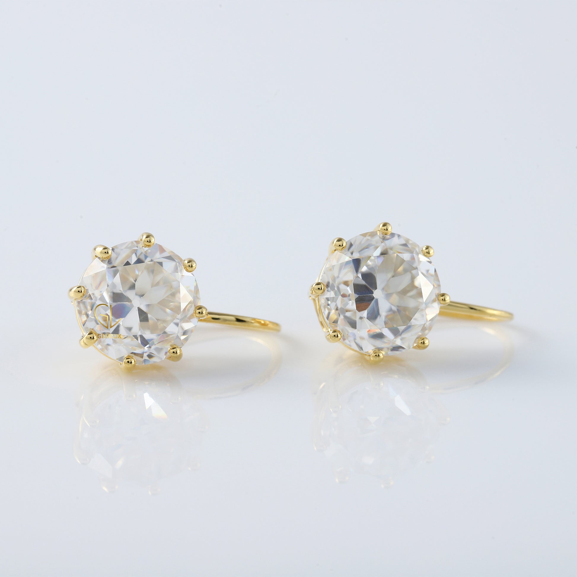 Certified Old European Round Cut Lab Grown Drop Earrings