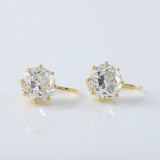 Old European Round Cut Moissanite Drop Earrings