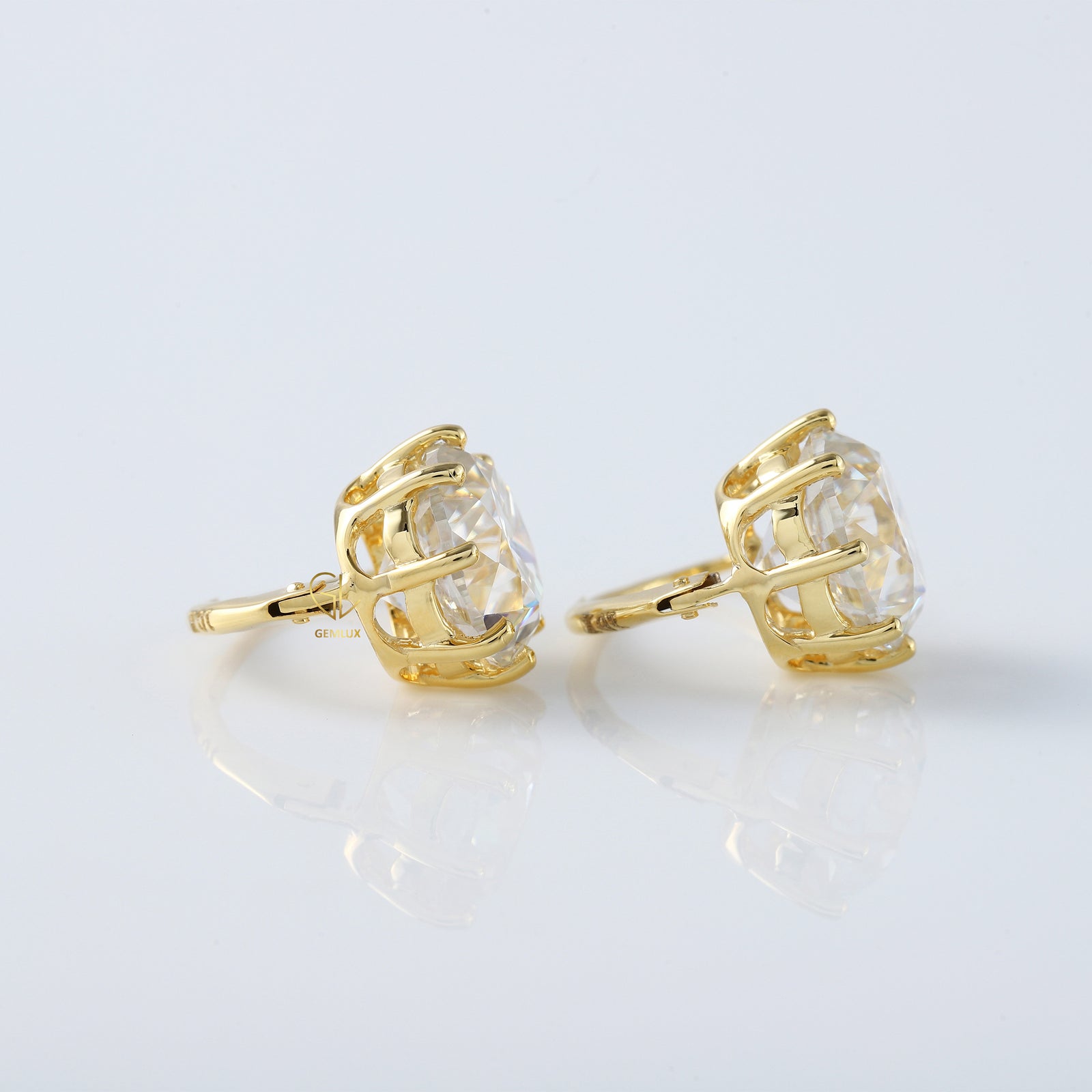 Old European Round Cut Moissanite Drop Earrings