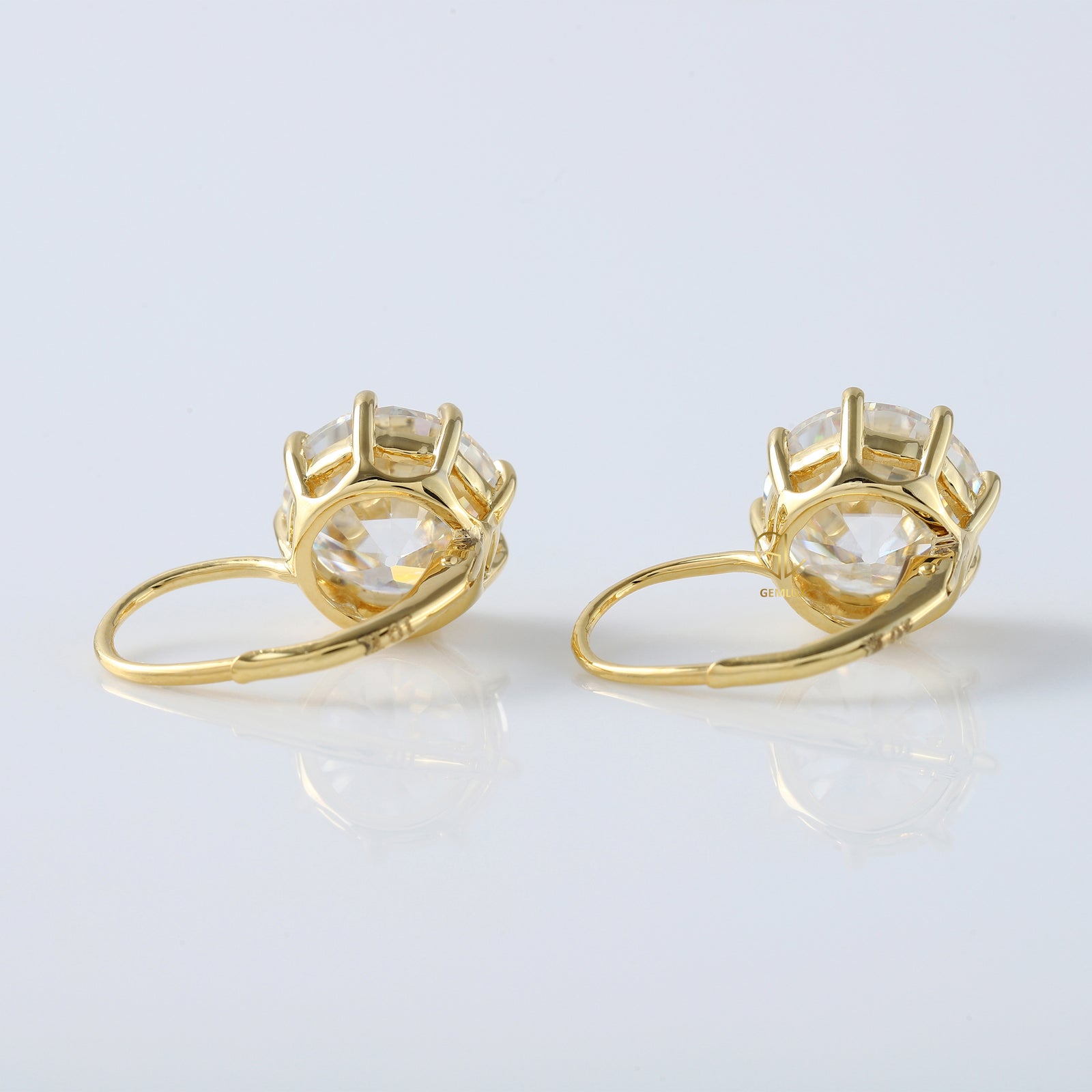 Old European Round Cut Moissanite Drop Earrings
