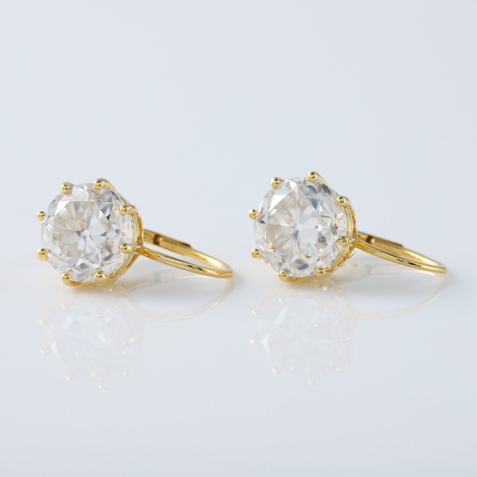Old European Round Cut Moissanite Drop Earrings