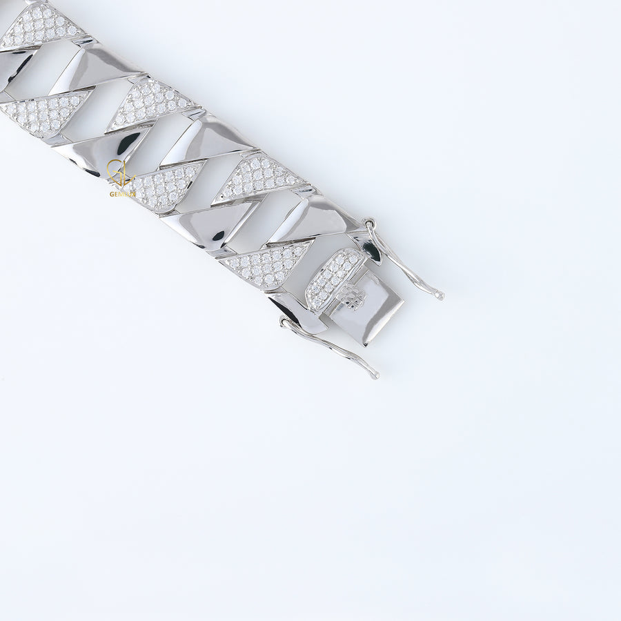 Bling Bling Lab Grown Diamond Cuban Hip Hop Bracelet For Men
