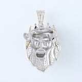 925 Silver Lab Grown Crown Head Lion Face Hip Hop Pendant